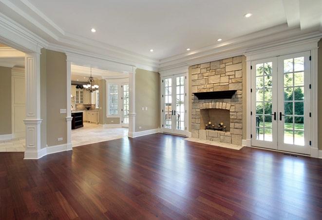 distressed hardwood flooring in an industrial loft